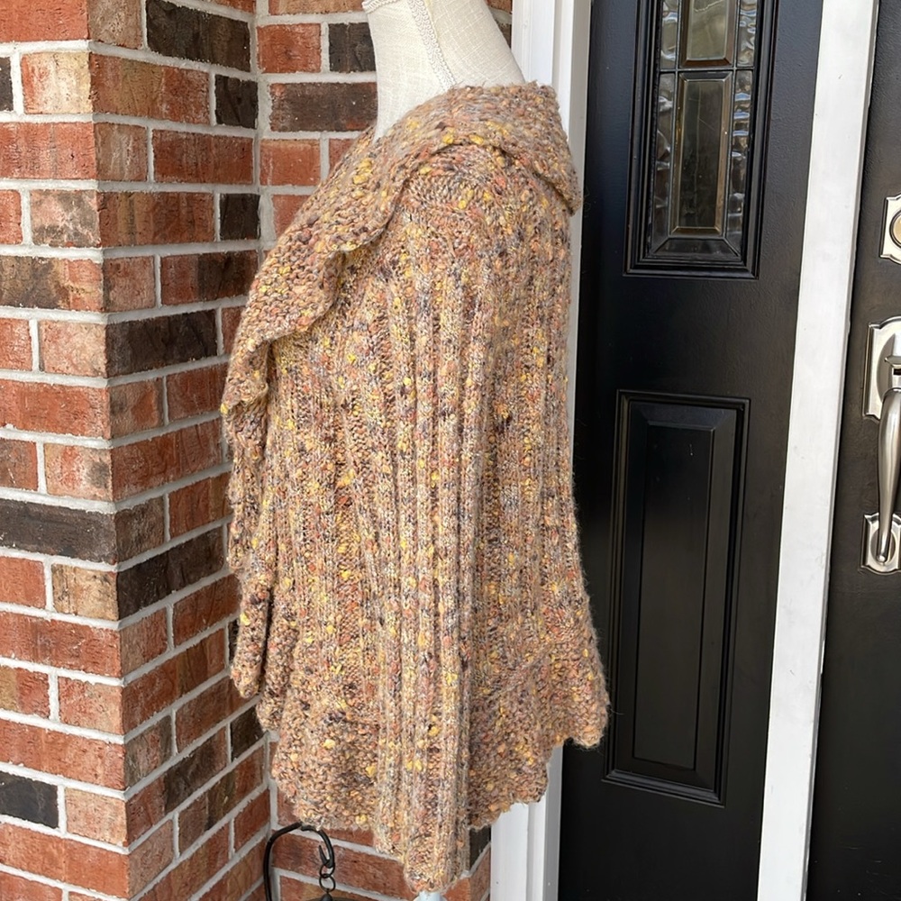 Ruby Rd. Boho Multicolor Wool Blend Knit Ruffle Cropped Cardigan Sweater - Picture 4 of 9
